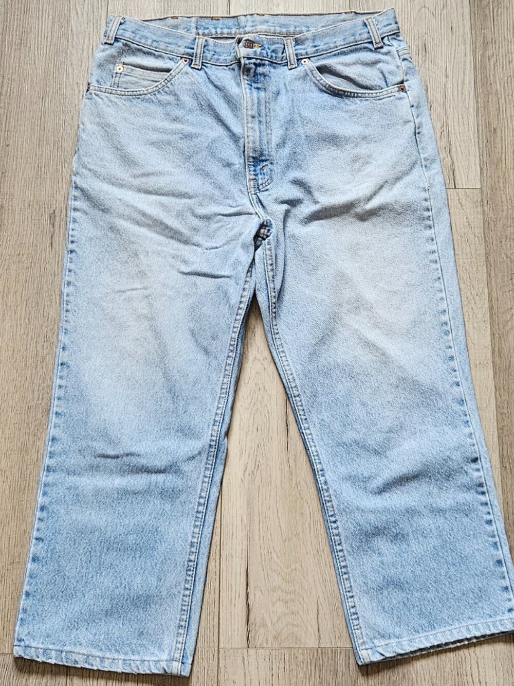 Men's Vintage Levi Strauss Orange Tab Light Blue Washed Denim Jeans Sz 36x24